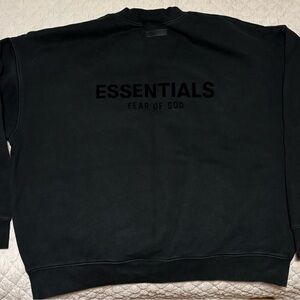 Fear of God Essentials Washed Black Crewneck Sweater